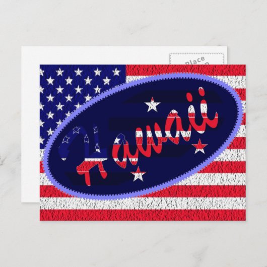 Briefkaart van de Amerikaanse vlag Hawaii (Voorkant / Achterkant)