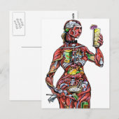 Briefkaart van de anatomie van Bartender (vrouw) (Voorkant / Achterkant)