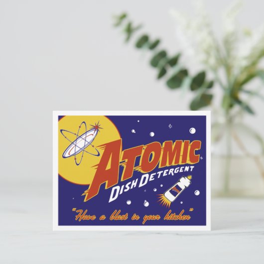 Briefkaart van de atoomleeftijd: atoomwasmiddel (Staand voorkant)