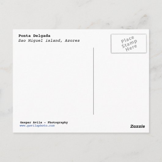 Briefkaart van de Azoren (Achterkant)
