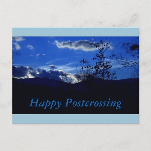 Briefkaart van de blauwe bergplaats (Voorkant)