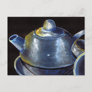 Briefkaart van de blauwe tea-set (Lori Corbett)