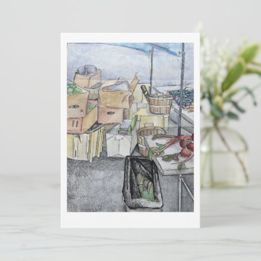 Briefkaart van de boerenmarkt (Staand voorkant)