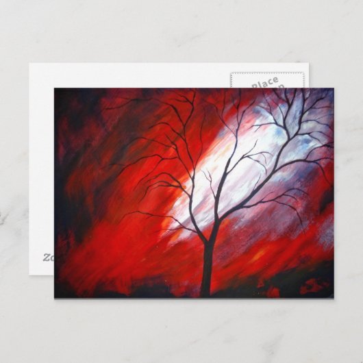 Briefkaart van de bomen en de rode hemel (Voorkant / Achterkant)