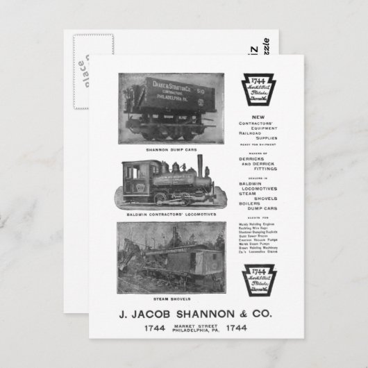 Briefkaart van de bouwondernemer van Baldwin Locom (Voorkant / Achterkant)