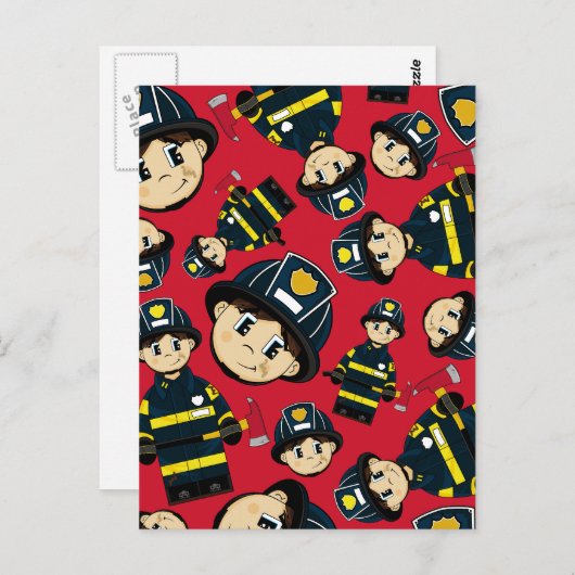 Briefkaart van de brandweerman (Voorkant / Achterkant)