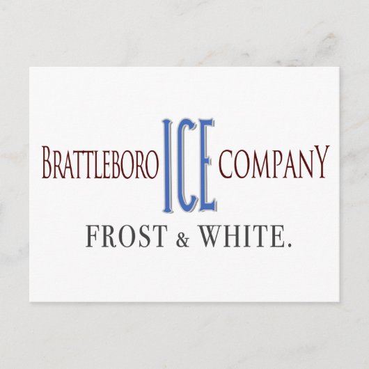 Briefkaart van de Brattleboro Ice Company (Voorkant)