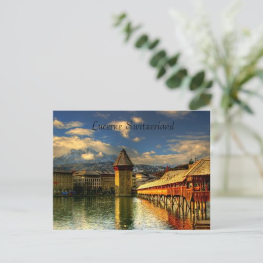 Briefkaart van de Brug van de Kapel van Luzerne (Staand voorkant)