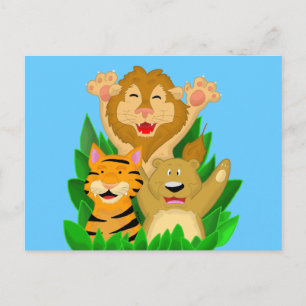 Briefkaart van de Cartoon van Lion Tiger en Beer