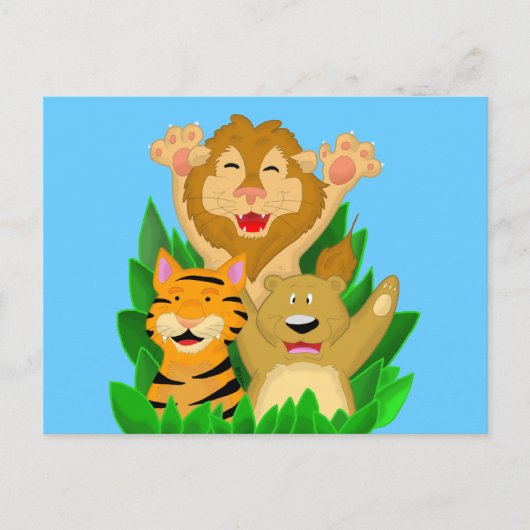 Briefkaart van de Cartoon van Lion Tiger en Beer (Voorkant)
