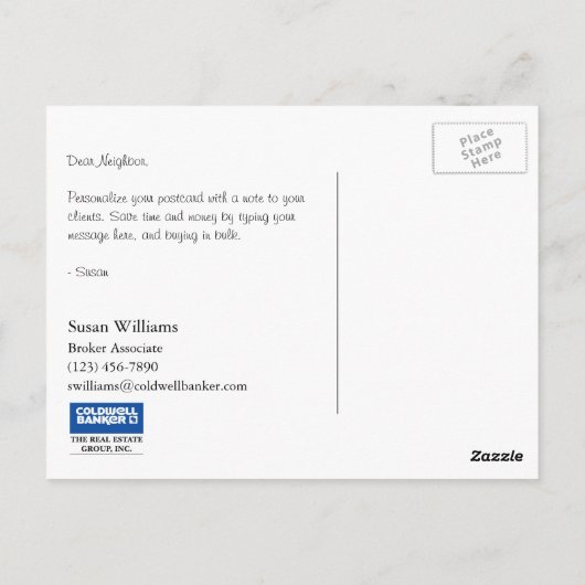 Briefkaart van de Coldwell Banker: NET VERKOCHT (Achterkant)