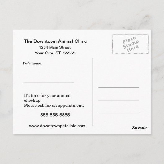 Briefkaart van de controle door de dierenarts (Achterkant)