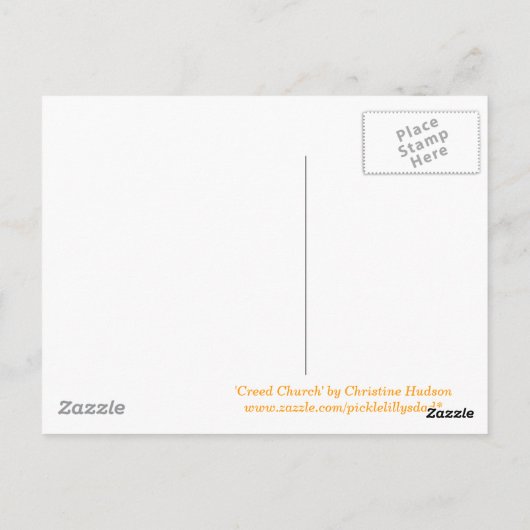 briefkaart van de "Creed Church" (Achterkant)