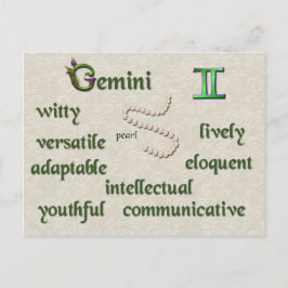 Briefkaart van de dierkenmerken van Gemini