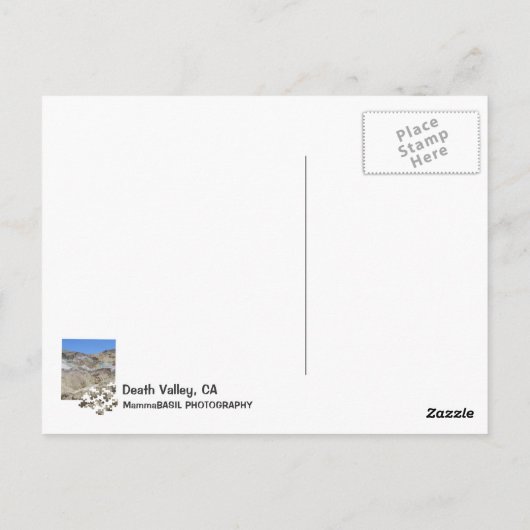 Briefkaart van de doodvallei/kunstenaars (Achterkant)