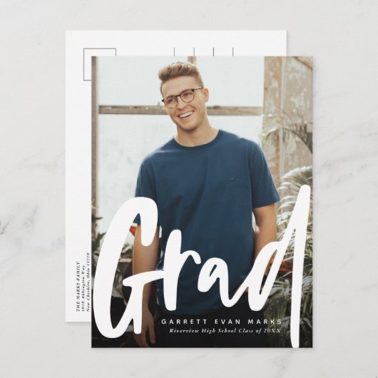Briefkaart van de driekwart afstuderen-uitnodiging (Voorkant / Achterkant)