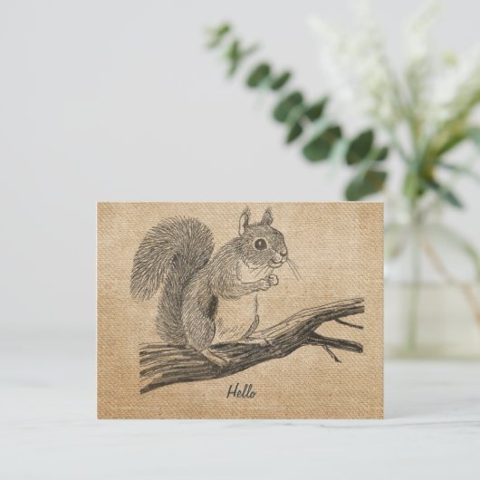 Briefkaart van de  eekhoorn van Burlap (Staand voorkant)
