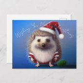 Briefkaart van de egel Santa Claus (Voorkant / Achterkant)