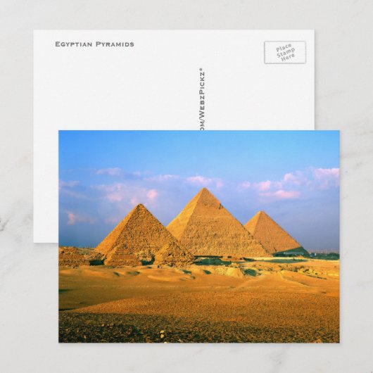 Briefkaart van de Egyptische Pyramides : (Voorkant / Achterkant)