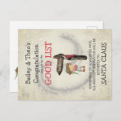 Briefkaart van de Elf Good List van de Santa (Voorkant / Achterkant)