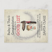 Briefkaart van de Elf Good List van de Santa (Voorkant)