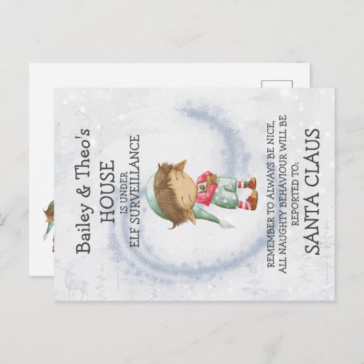 Briefkaart van de Elf van Santa (Voorkant / Achterkant)