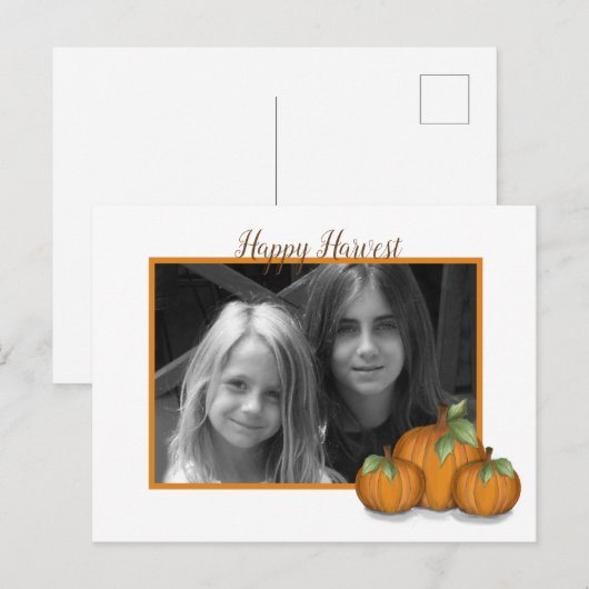 Briefkaart van de feestdag van gepelde pompoenen (Voorkant / Achterkant)