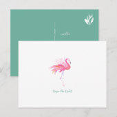 Briefkaart van de Flamingo van de waterverf het (Voorkant / Achterkant)