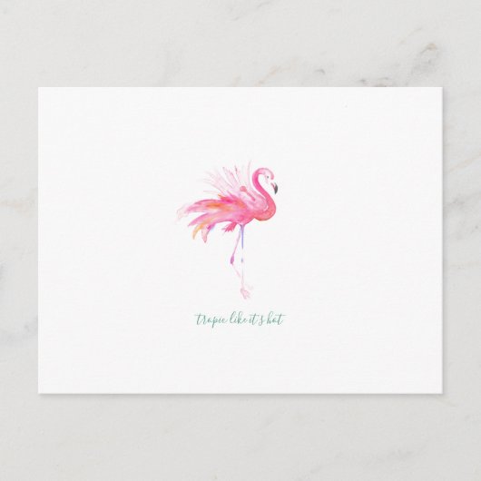 Briefkaart van de Flamingo van de waterverf het (Voorkant)