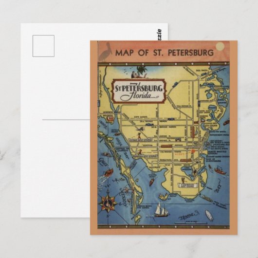  Briefkaart van de Florida-kaart van Sint-Petersbu (Voorkant / Achterkant)