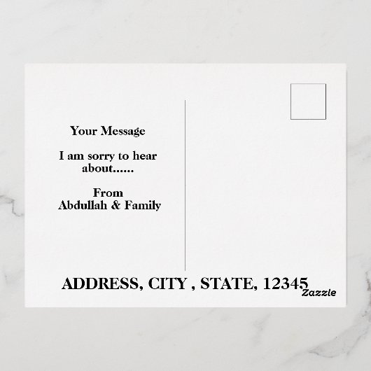 Briefkaart van de Folie voor condoléances (Achterkant)