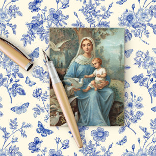 Briefkaart van de Franse blauwe Madonna