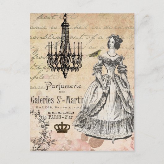  briefkaart van de Franse dame shabby (Voorkant)