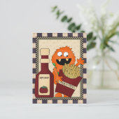 Briefkaart van de Franse Fry Monster cartoon (Staand voorkant)