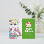 Briefkaart van de geboorte met afbeeldingen van di (Staand voorkant)