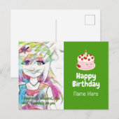 Briefkaart van de geboorte met afbeeldingen van di (Voorkant / Achterkant)