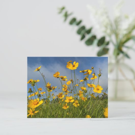 Briefkaart van de gele bloemen (Staand voorkant)