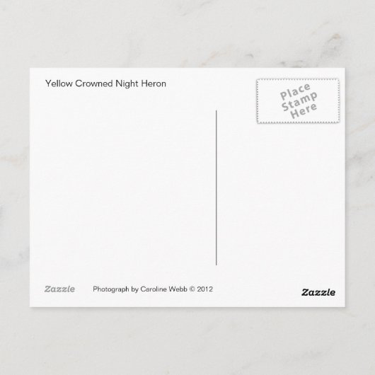 Briefkaart van de Gele Crowned Night Heron (Achterkant)