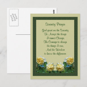 Briefkaart van de Gele Roses Serenity Prayer