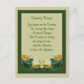 Briefkaart van de Gele Roses Serenity Prayer (Voorkant)