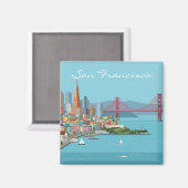 Briefkaart van de Golden Gate Bridge in San Franci Magneet (Voorkant / Achterkant)