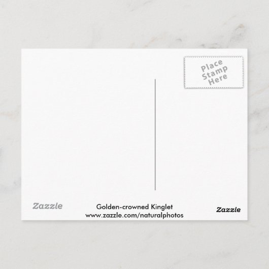 Briefkaart van de gouden koninglet (Achterkant)