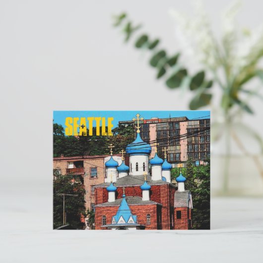 Briefkaart van de Griekse kerk van Seattle (Staand voorkant)