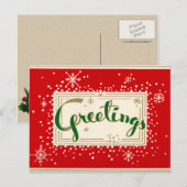 Briefkaart van de Groeten van Kerstmis van de pret (Voorkant / Achterkant)