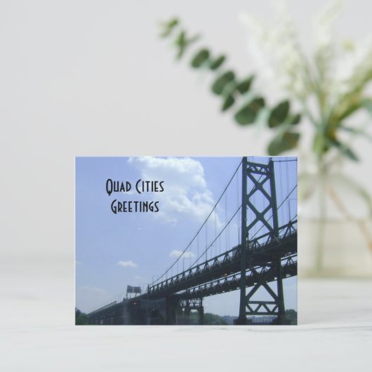 Briefkaart van de groeten van Quad Cities (Staand voorkant)