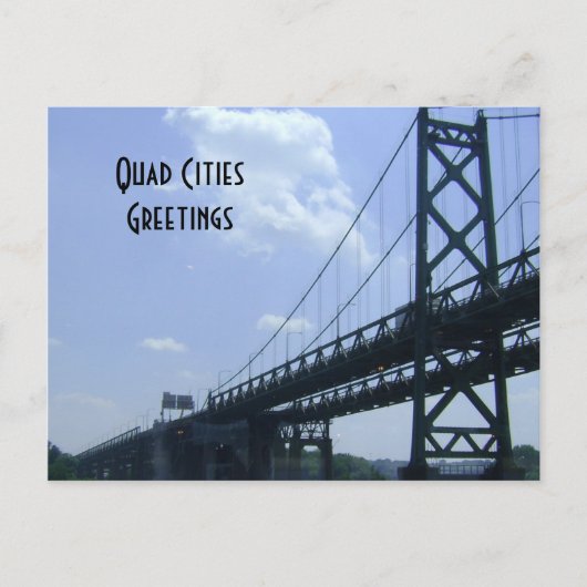 Briefkaart van de groeten van Quad Cities (Voorkant)