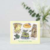 Briefkaart van de grondhog op dag van papier (Staand voorkant)