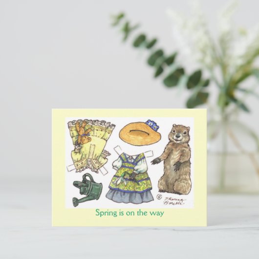 Briefkaart van de grondhog op dag van papier (Staand voorkant)