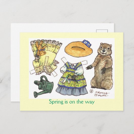 Briefkaart van de grondhog op dag van papier (Voorkant / Achterkant)