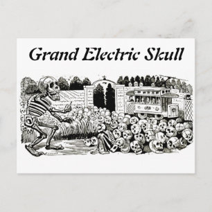 Briefkaart van de grote elektrische schedel